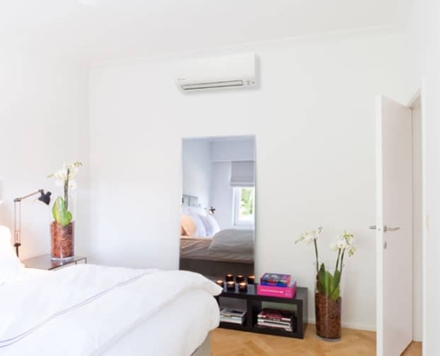 Daikin Perfera väggmodell monterad i sovrum