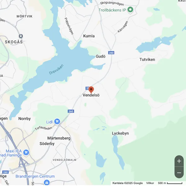 Karta över Vendelsö Vendelsö