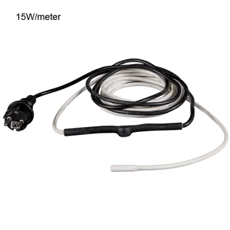 Värmekabel 15W/m med mitt-termostat för slang/rör